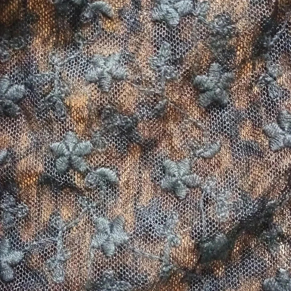 Whimsigoth floral crochet embroidered sheer Black Top boho s/m - Picture 3 of 12